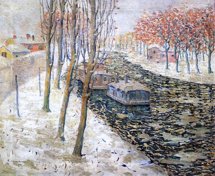  Ernest Lawson Canal Scene in Winter - Hand Painted Oil Painting
