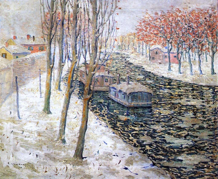 Ernest Lawson Canal Scene in Winter - Hand Painted Oil Painting