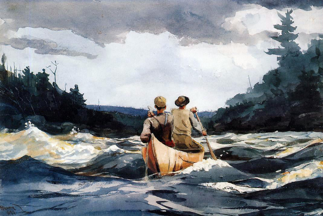 Winslow Homer Canoe in the Rapids - Hand Painted Oil Painting
