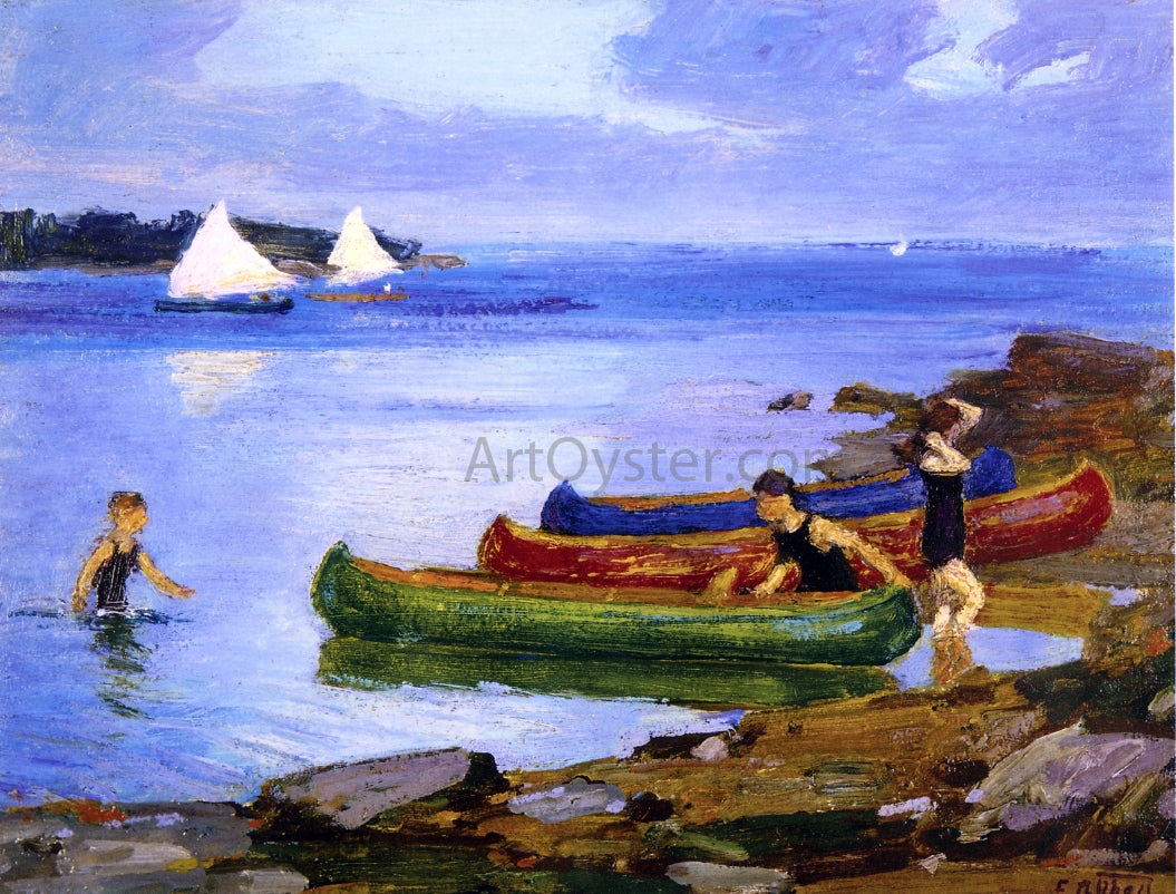Edward Potthast Canoeing - Hand Painted Oil Painting