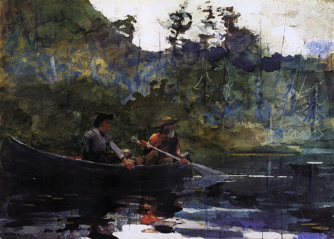 Winslow Homer Canoeing in the Adirondacks - Hand Painted Oil Painting