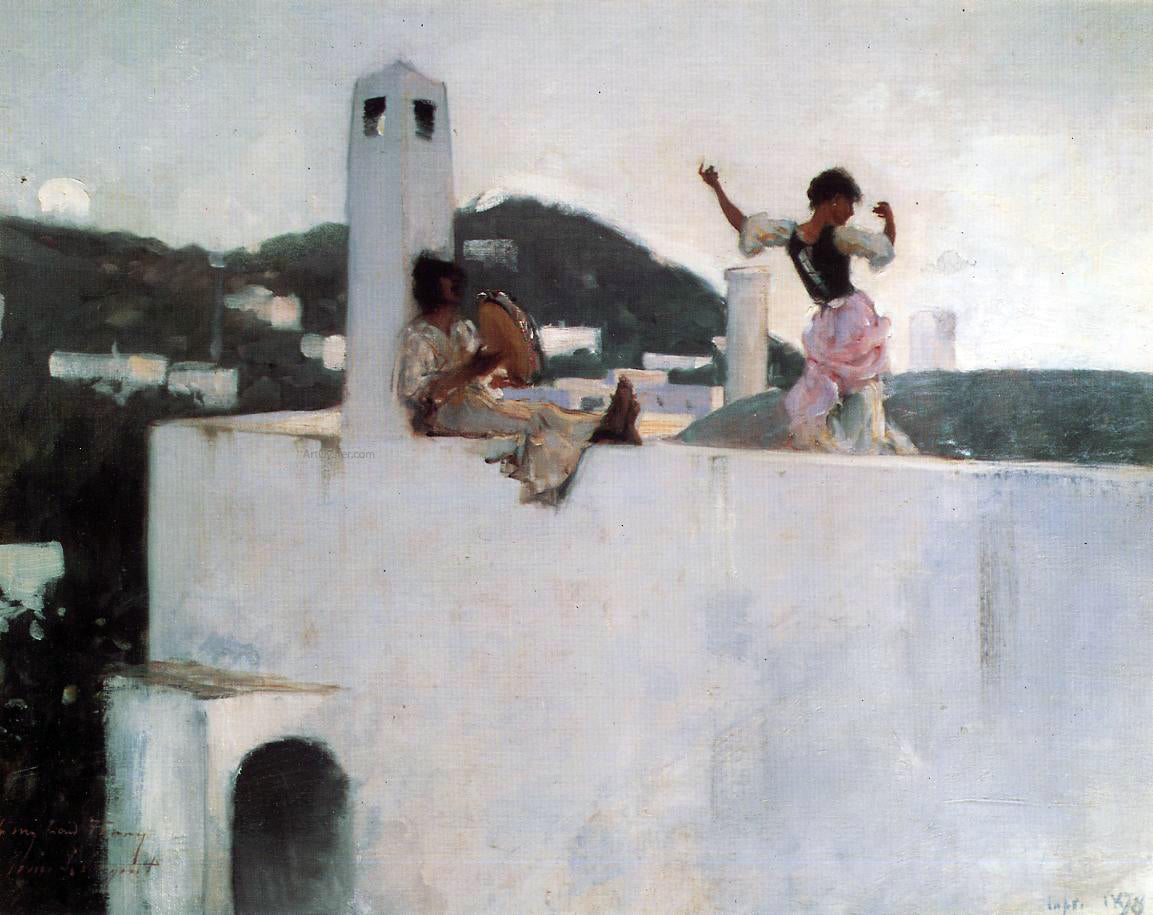 John Singer Sargent Capri Girl on a Rooftop - Hand Painted Oil Painting