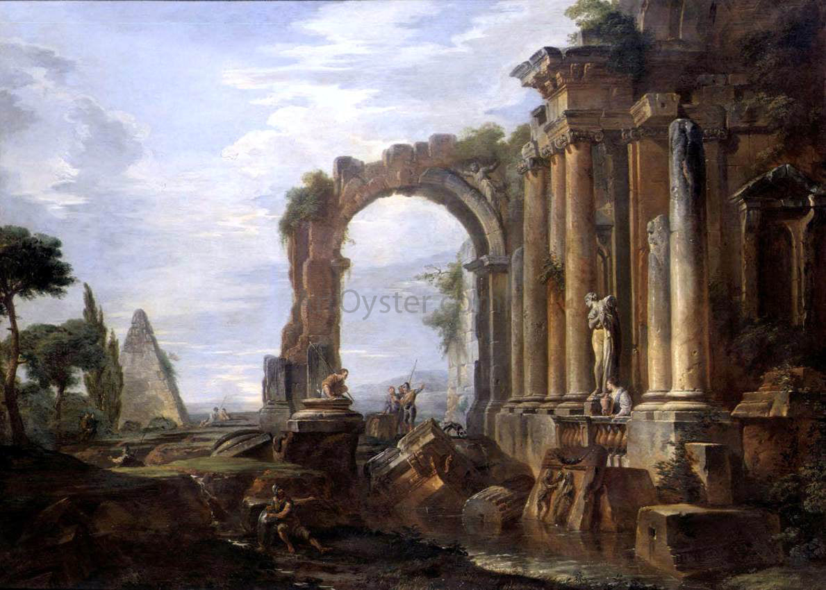 Giovanni Paolo Pannini Capriccio of Classical Ruins - Hand Painted Oil Painting