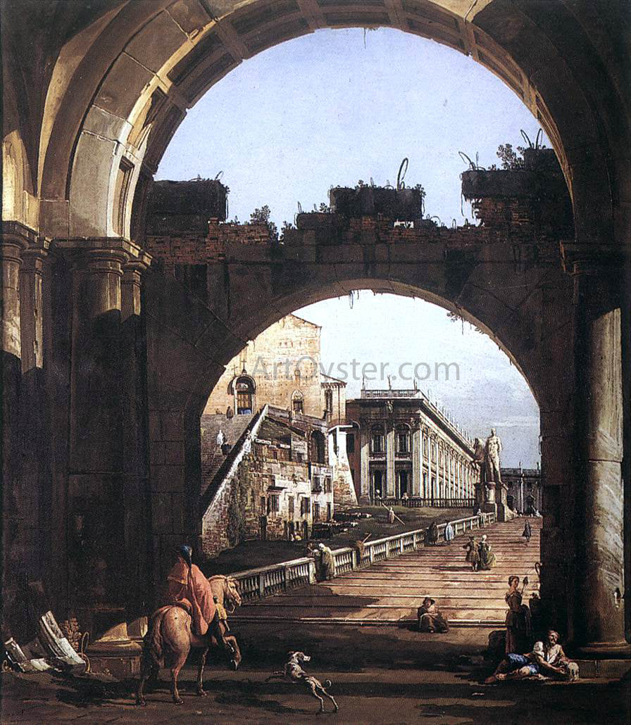  Bernardo Bellotto Capriccio of the Capitol - Hand Painted Oil Painting