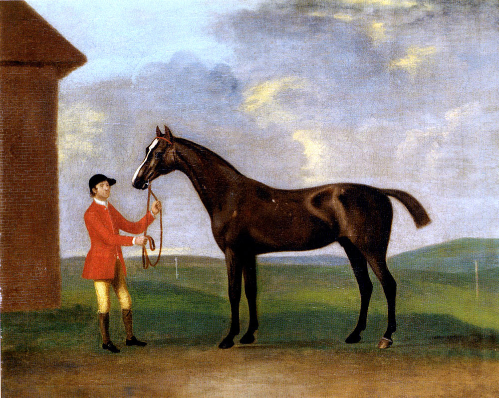Francis Sartorius Captain Dennis O'Kelly's Basilimo Held By A Groom - Hand Painted Oil Painting