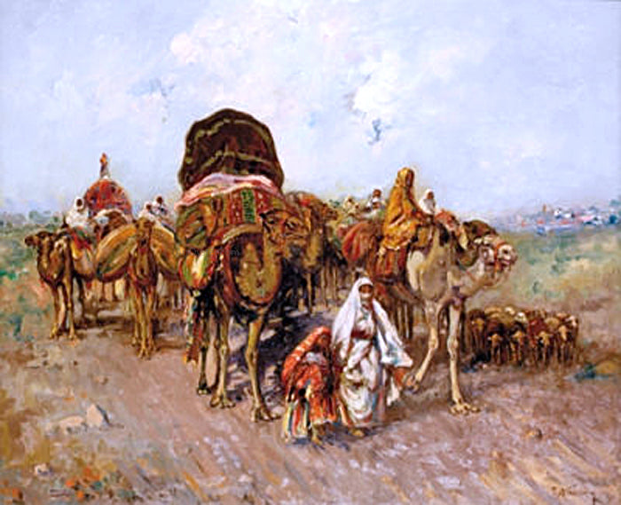 Jose Navarro Llorens Caravana Arabe - Hand Painted Oil Painting
