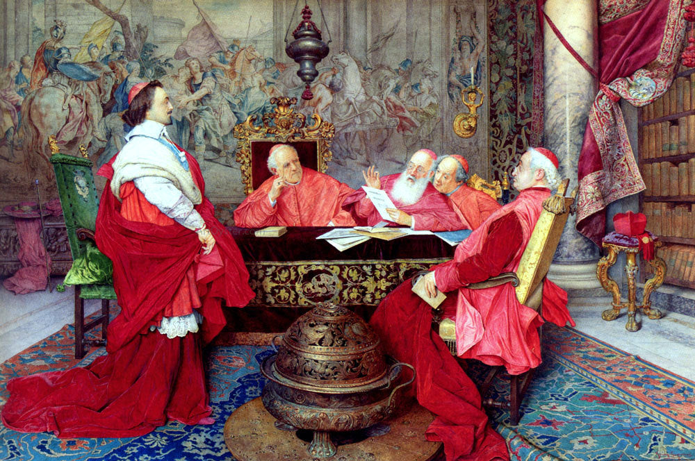  Guiseppe Signorini Cardinal Richelieu and His Council - Hand Painted Oil Painting