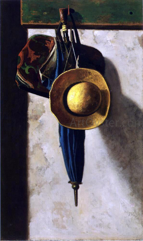 John Frederick Peto Carpetbag, Hat and Umbrella - Hand Painted Oil Painting