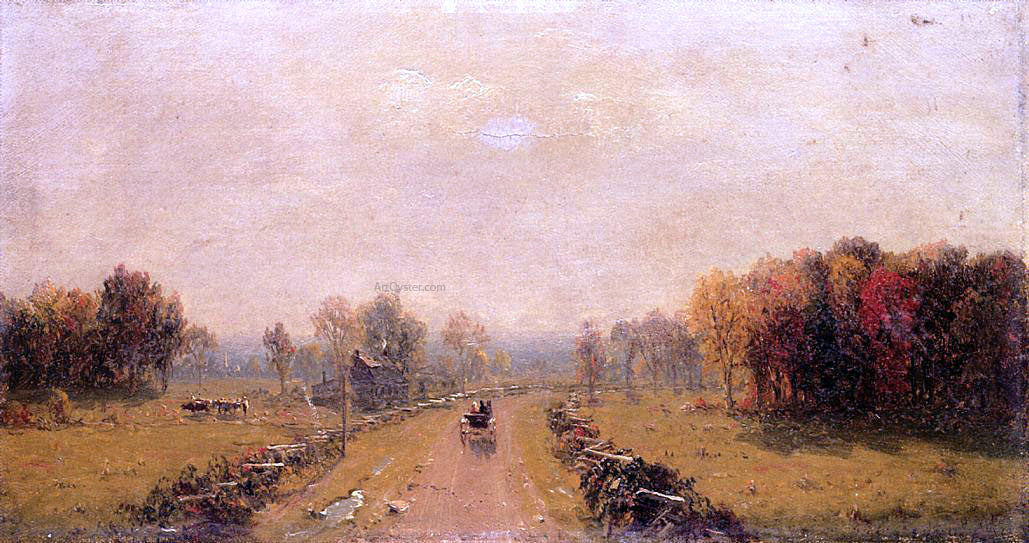 Sanford Robinson Gifford Carriage on a Country Road - Hand Painted Oil Painting
