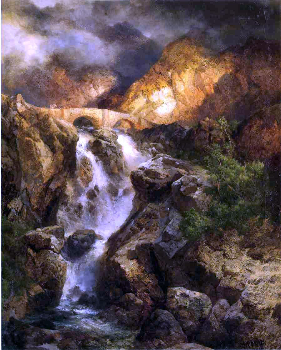 Thomas Moran Cascading Water - Hand Painted Oil Painting