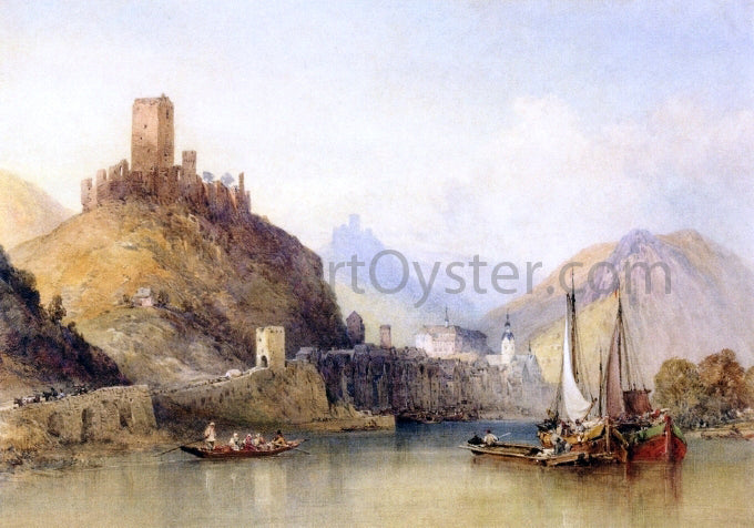 William Callow RWS Castle and Town of Cochem on the Moselle - Hand Painted Oil Painting