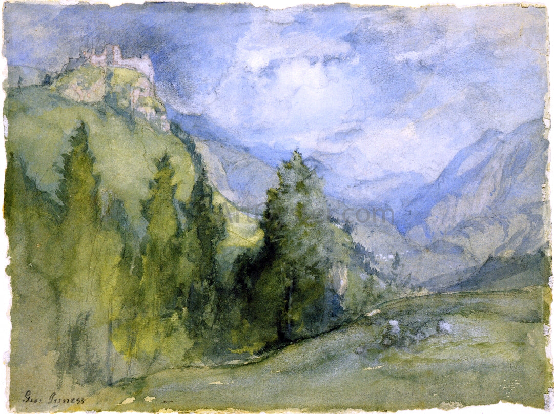 George Inness Castle in the Mountains - Hand Painted Oil Painting