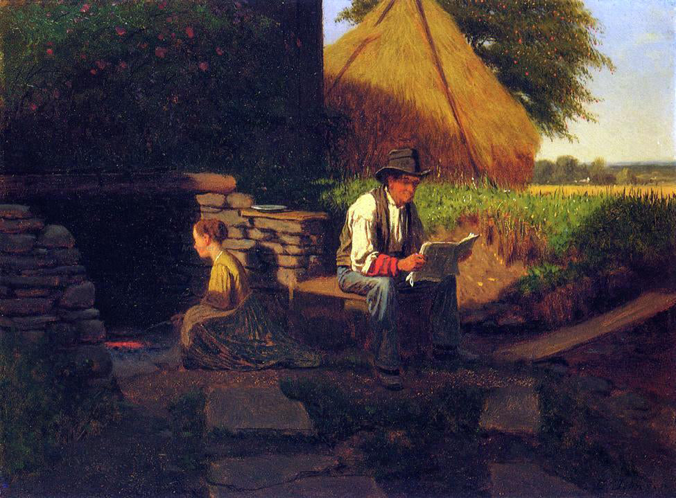 Eastman Johnson Catching Up on the News - Hand Painted Oil Painting