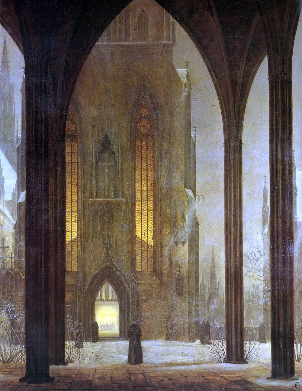 Ernst Ferdinand Oehme Cathedral in Winter - Hand Painted Oil Painting