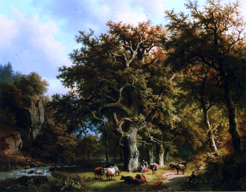 Barend Cornelis Koekkoek Cattle by a Stream - Hand Painted Oil Painting
