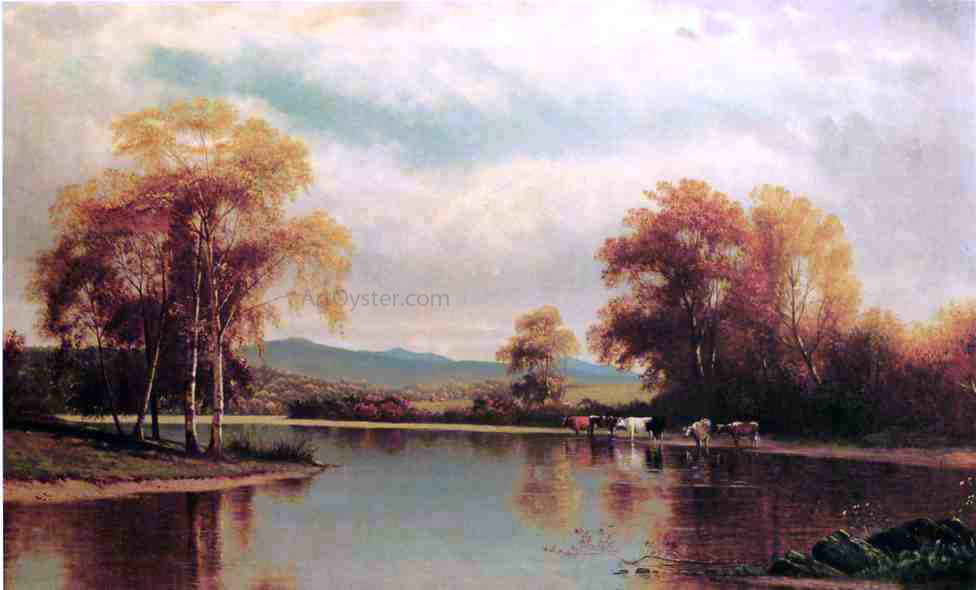 Clinton Loveridge Cattle by a Stream - Hand Painted Oil Painting