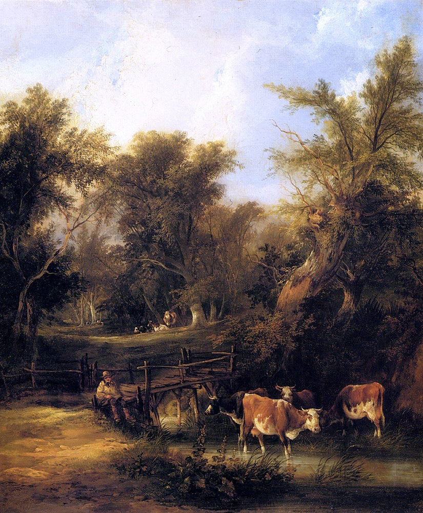 Senior William Shayer Cattle By A Stream - Hand Painted Oil Painting