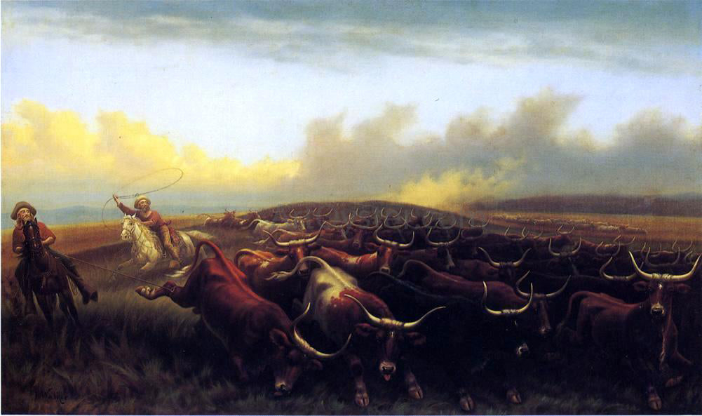  James Walker Cattle Drive No. 1 - Hand Painted Oil Painting