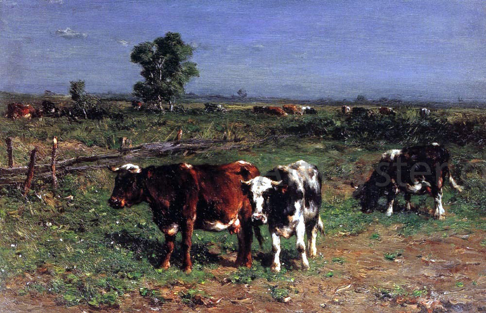 Johannes-Hubertus-Leonardus De Haas Cattle Grazing - Hand Painted Oil Painting