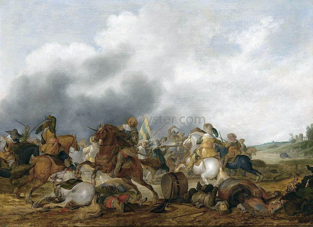 Palamedes Palamedesz Cavalry Battle Scene - Hand Painted Oil Painting