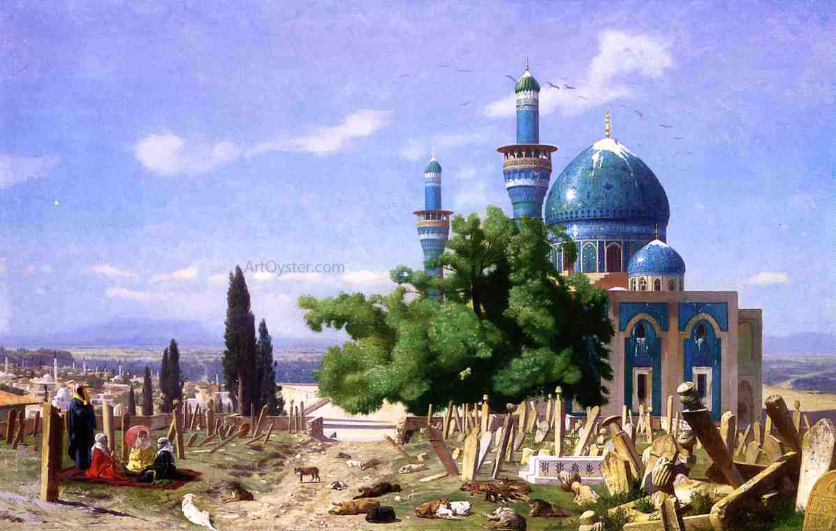 Jean-Leon Gerome Cemetery Gone to Seed (also known as The Green Mosque) - Hand Painted Oil Painting
