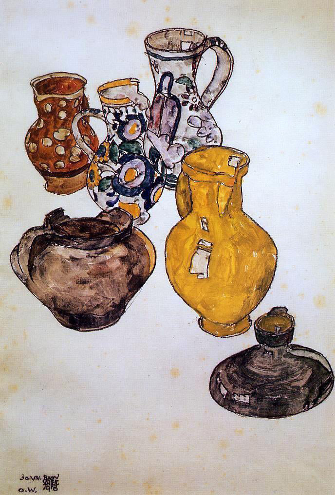 Egon Schiele Ceramics - Hand Painted Oil Painting