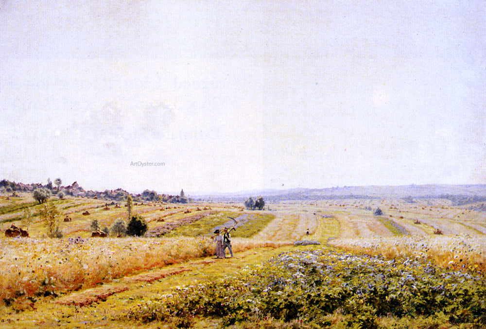 Jean Ferdinand Monchablon Champs Savaine A Crignon Court (Oatfields) - Hand Painted Oil Painting