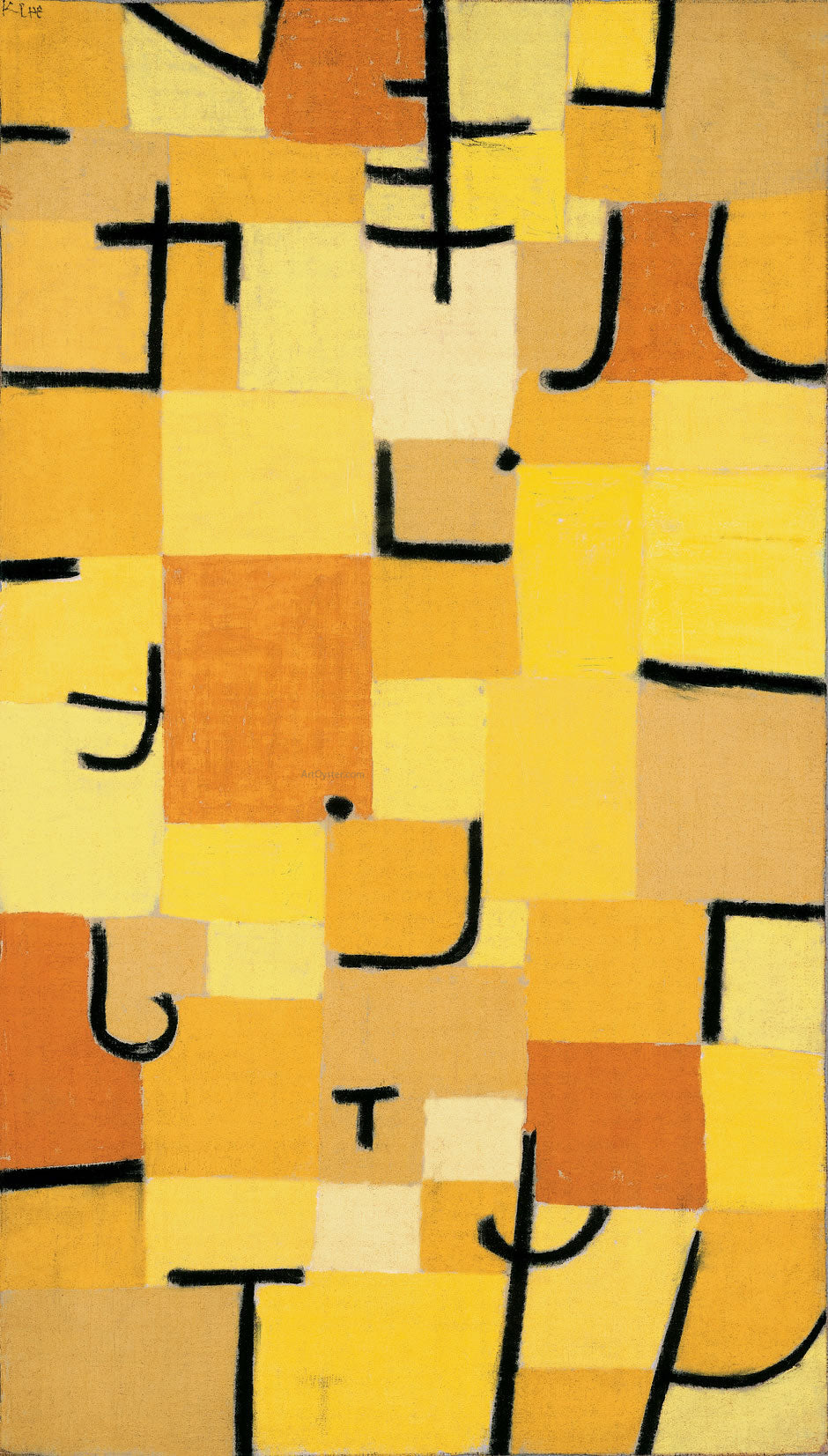 Paul Klee Characters in Yellow - Hand Painted Oil Painting