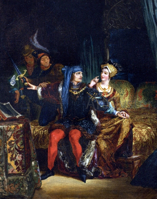 Eugene Delacroix Charles VI and Odette de Champdivers - Hand Painted Oil Painting