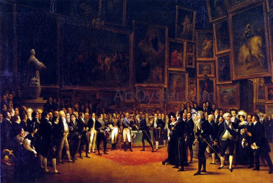 Francois-Joseph Heim Charles X Bestowing Honors on the Artists of the Salon of 1824 - Hand Painted Oil Painting
