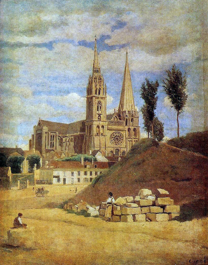 Jean-Baptiste-Camille Corot Chartres Cathedral - Hand Painted Oil Painting
