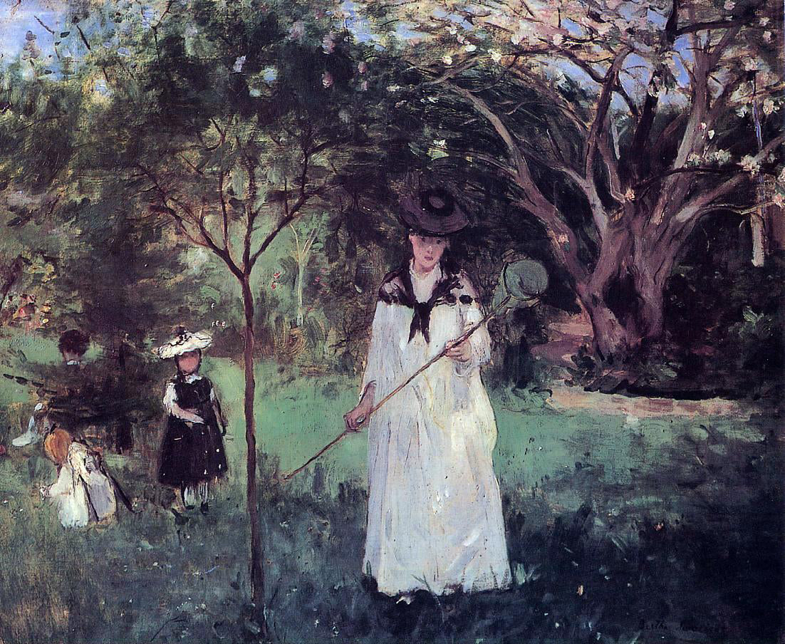 Berthe Morisot Chasing Butterflies - Hand Painted Oil Painting