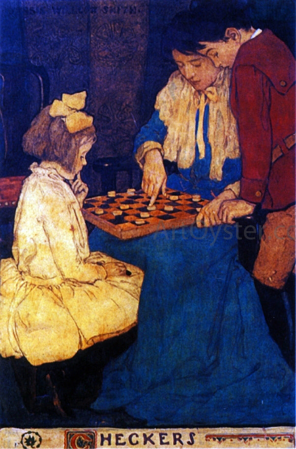 Jessie Willcox Smith Checkers - Hand Painted Oil Painting