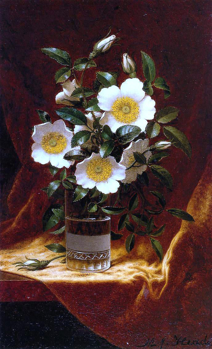 Martin Johnson Heade Cherokee Roses in a Glass - Hand Painted Oil Painting