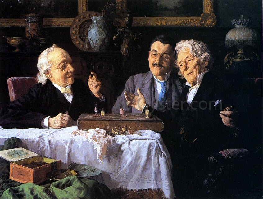 Louis C Moeller Chess Game - Hand Painted Oil Painting