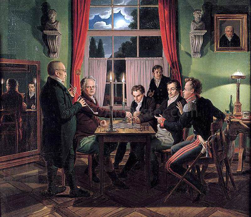  Johann Erdmann Hummel Chess Players - Hand Painted Oil Painting