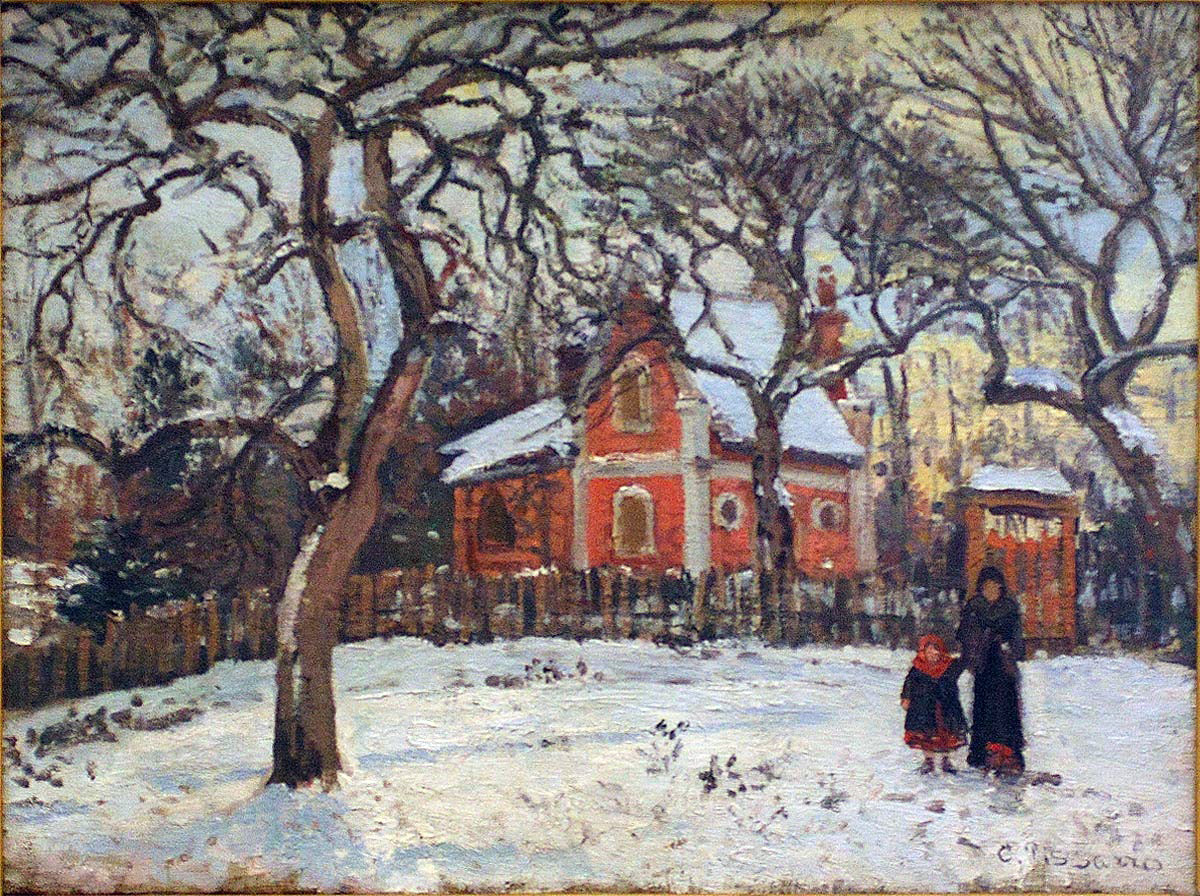 Camille Pissarro Chestnut Trees at Louveciennes in Winter - Hand Painted Oil Painting