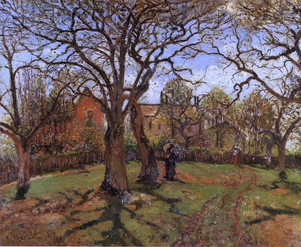 Camille Pissarro Chestnut Trees, Louveciennes, Spring - Hand Painted Oil Painting