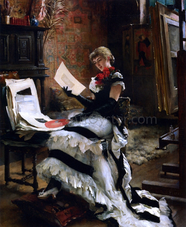 Albert Edelfelt Chez l'Artiste (also known as Les Gravures) - Hand Painted Oil Painting