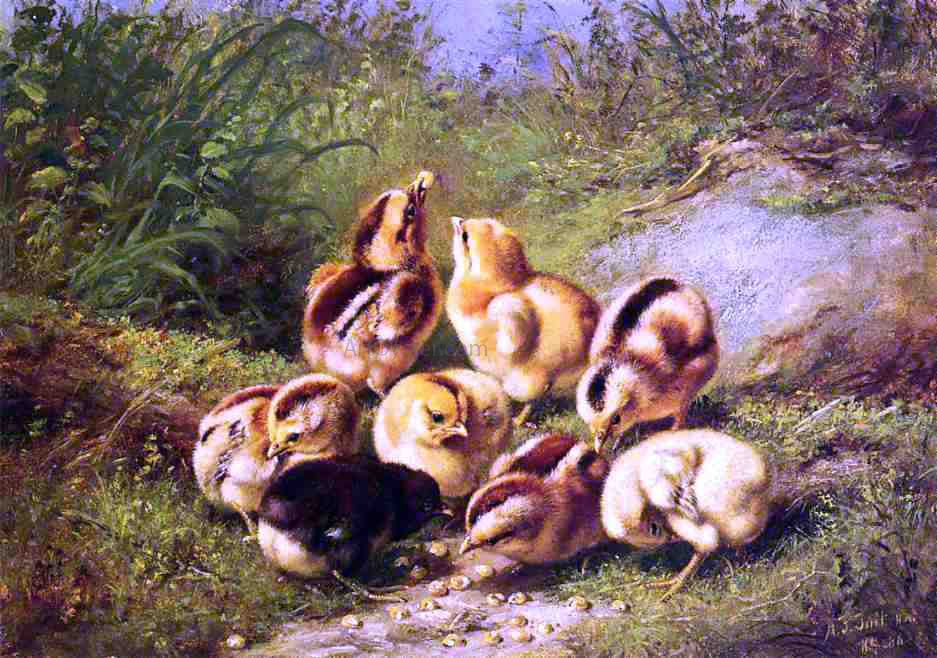 Arthur Fitzwilliam Tait Chicks "Rather Hard Fare" - Hand Painted Oil Painting