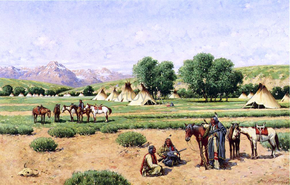  John Hauser Chief's Pow Wow - Hand Painted Oil Painting