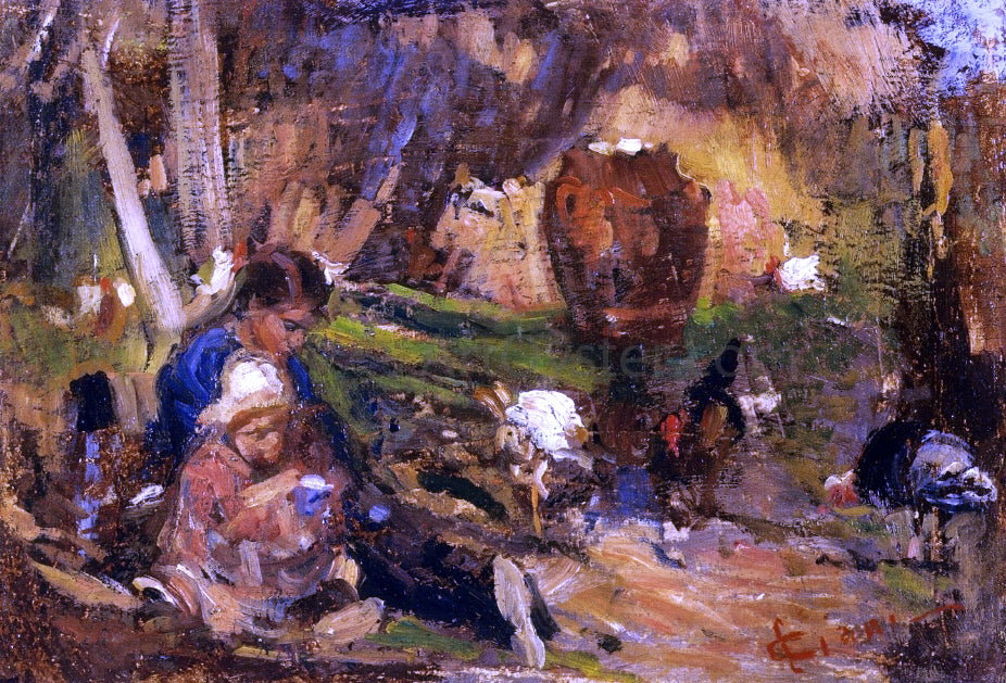  Cesare Ciani Child in a Farmyard - Hand Painted Oil Painting