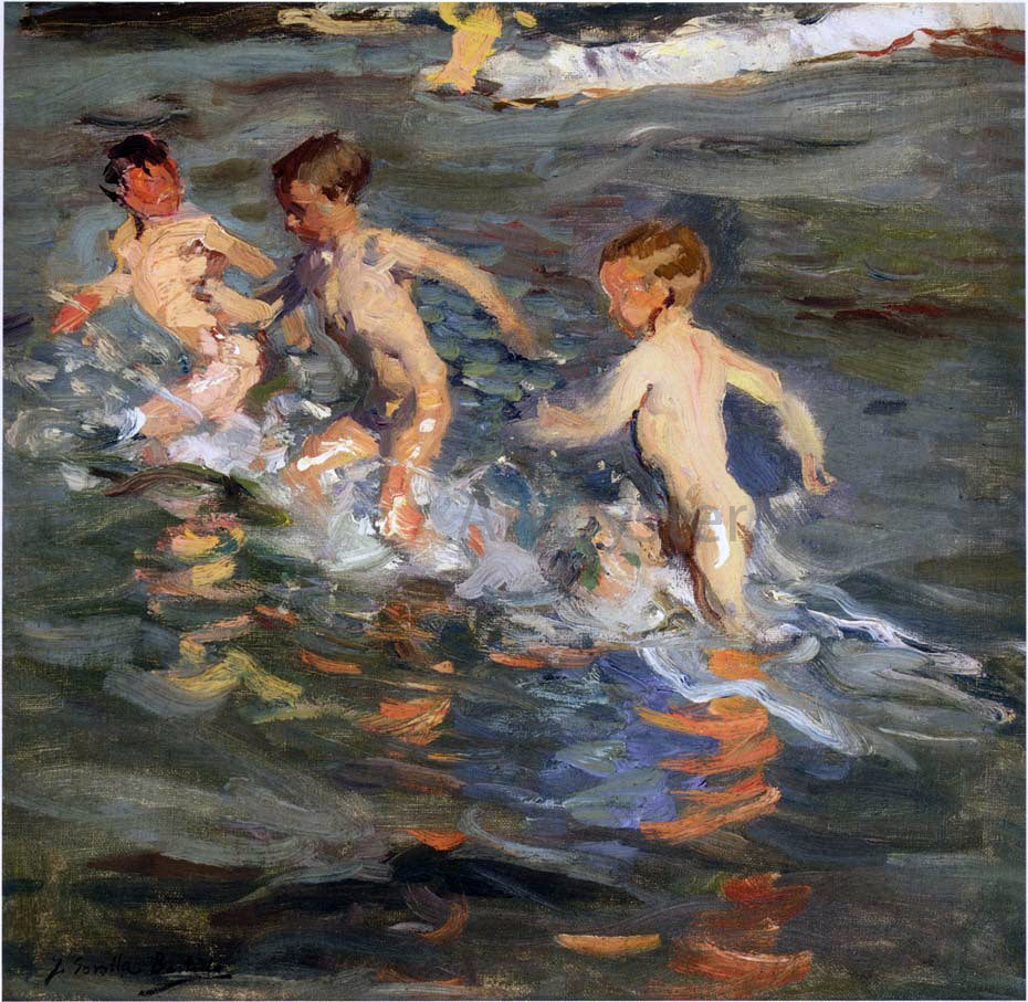 Joaquin Sorolla Y Bastida Children at the beach - Hand Painted Oil Painting