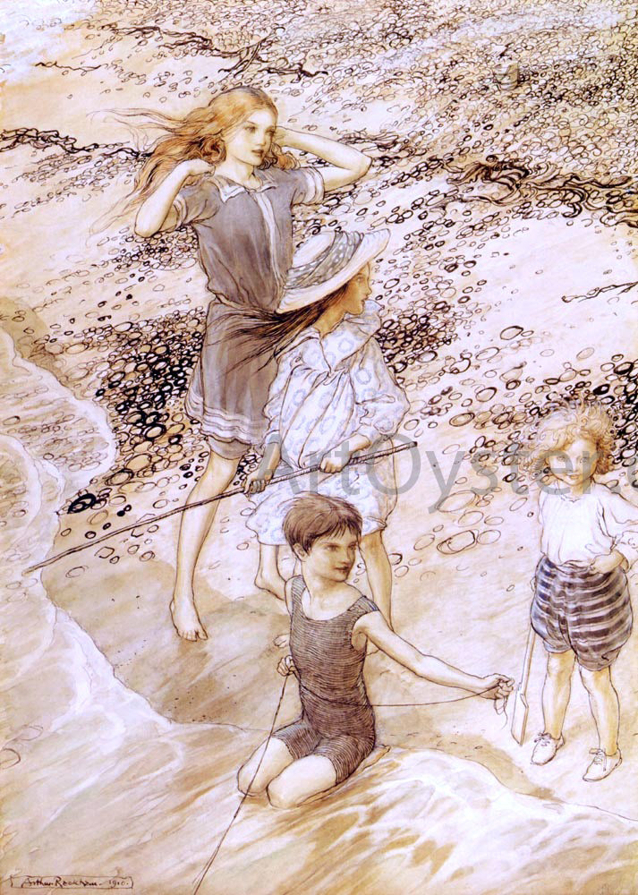 Arthur Rackham Children by the Sea - Hand Painted Oil Painting