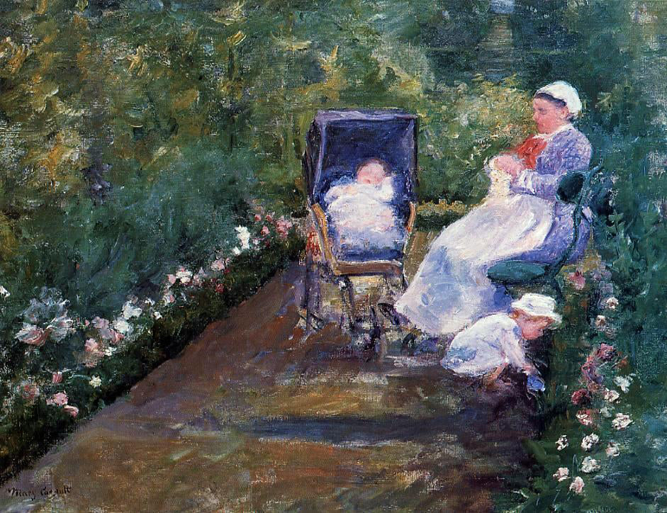 Mary Cassatt Children in a Garden - Hand Painted Oil Painting