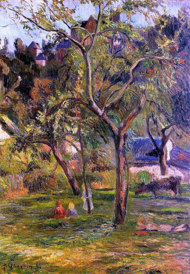 Paul Gauguin Children in the Pasture (also known as Orchard below Bihorel Church) - Hand Painted Oil Painting