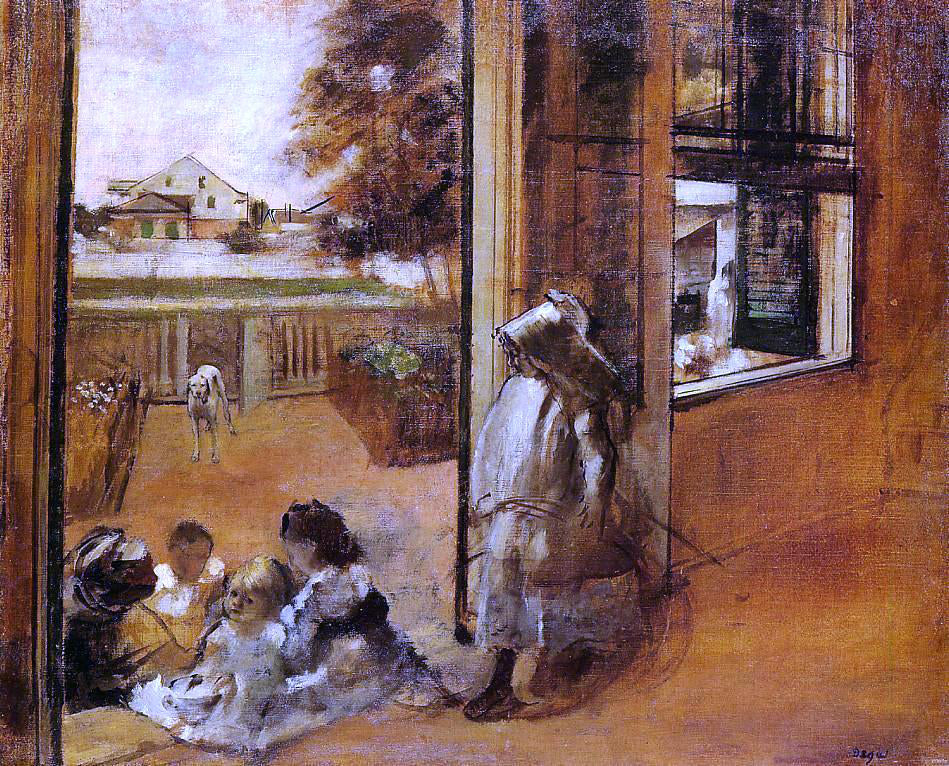 Edgar Degas Children on a Doorstep - Hand Painted Oil Painting