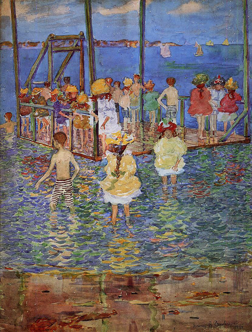 Maurice Prendergast Children on a Raft - Hand Painted Oil Painting