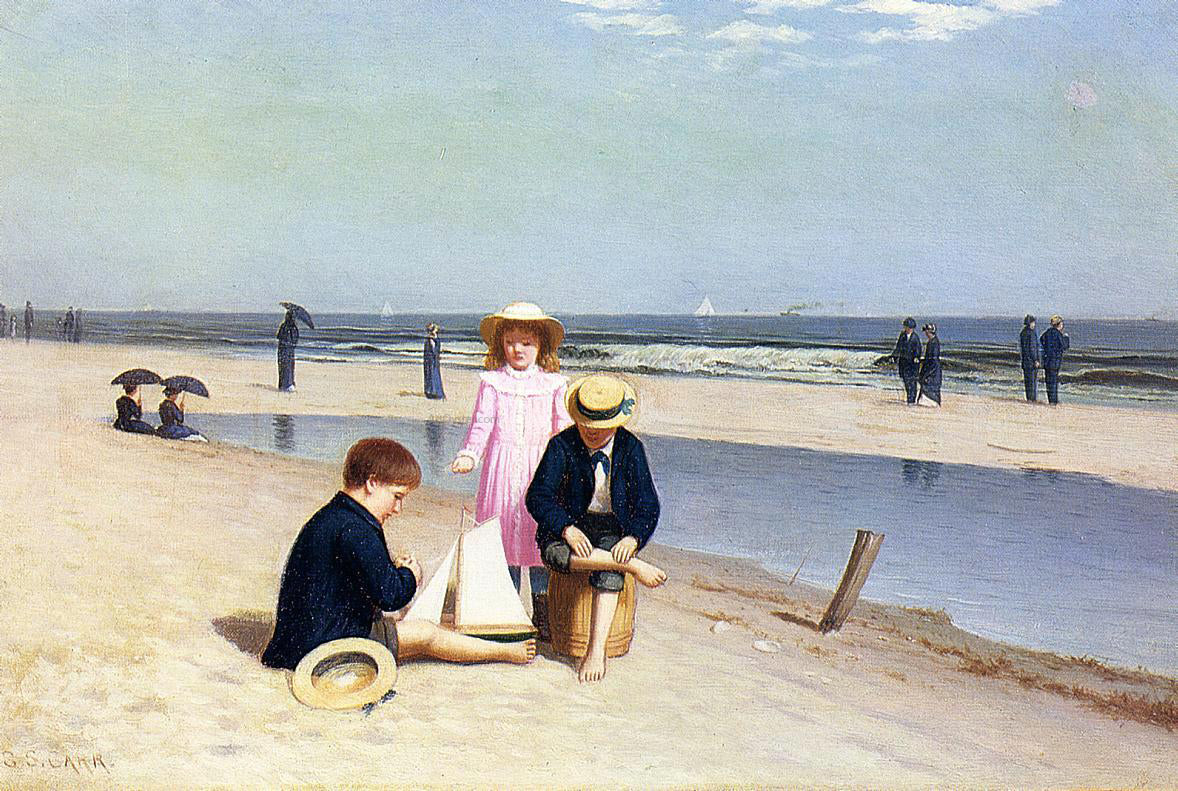 Samuel S Carr Children on the Beach - Hand Painted Oil Painting