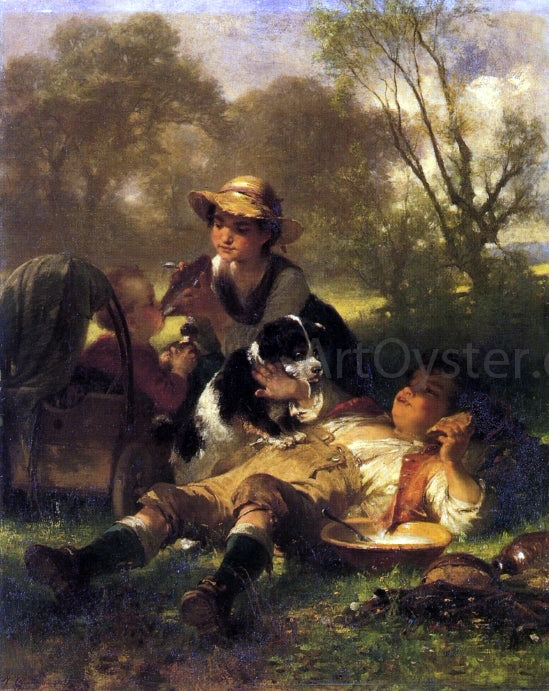 Jacob Gruenenwald Children Playing Family - Hand Painted Oil Painting